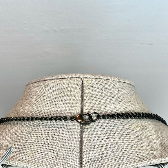 Vintage Anthropologie Teardrop Crystal Pendant With Curb & Rockstud Chain Link N - Picture 6 of 7